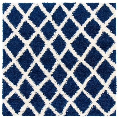 Safavieh 6 x 6 ft. Dallas Shag 258N Power Loomed Square Area Rug; Navy & Ivory SGD258N-6SQ